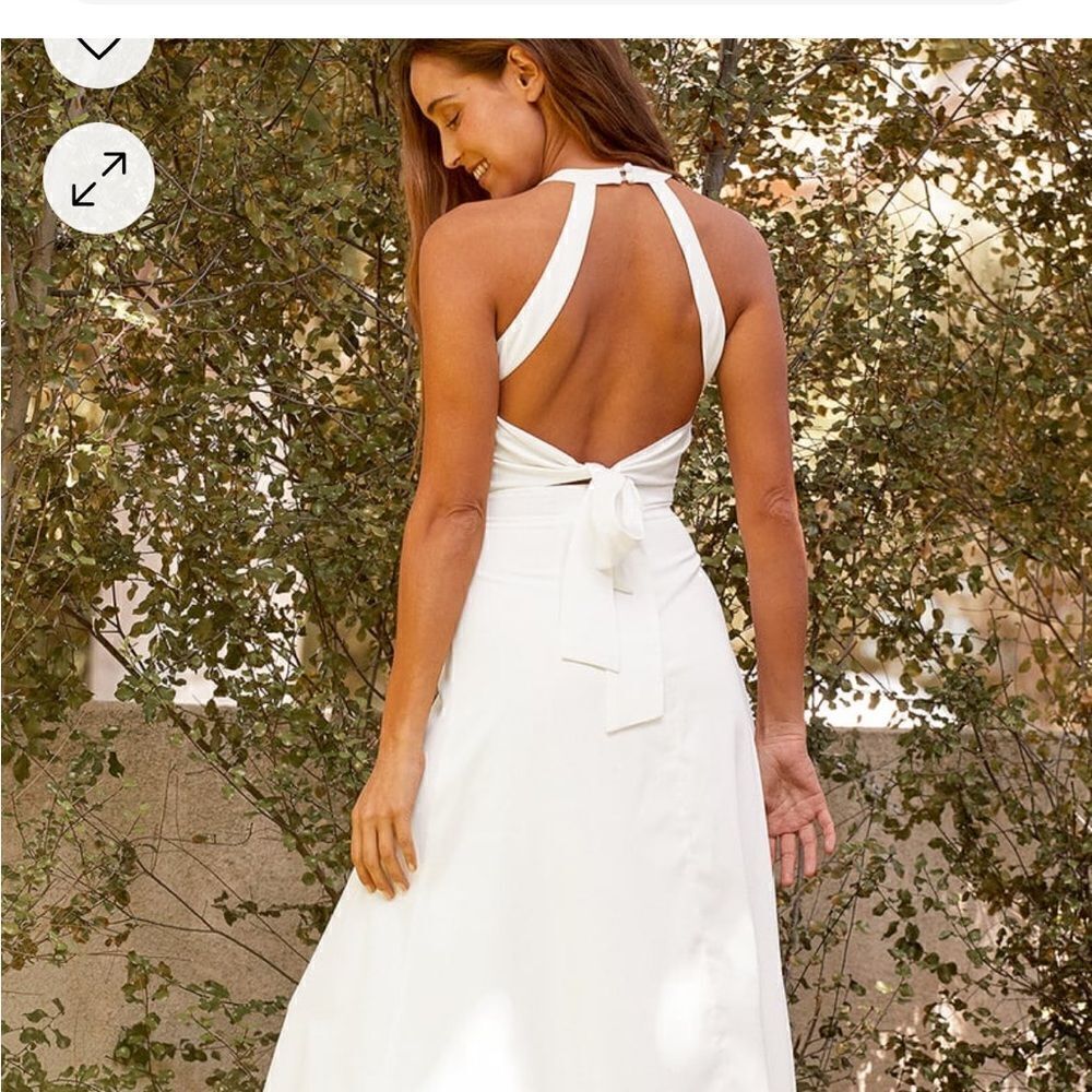 Lulu's White Halter Midi Dress - Picture 2 of 16